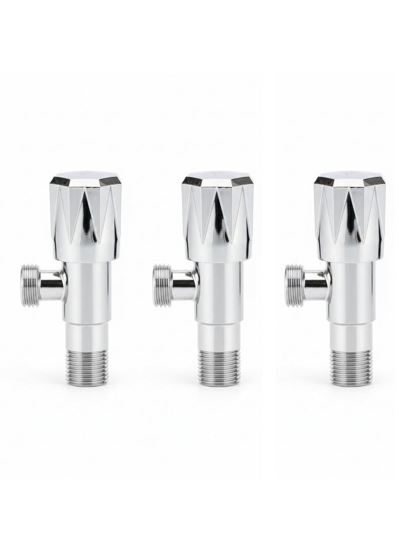 Hitex Stainless Steel Angle Valve 1/2 Inch 3 Pcs – Chrome Finish Water Shut Off Valve for Toilet, Basin, Bidet & Washing Machine | Rust-Resistant, Leak-Proof Plumbing Control Valve | ODROLLO - Image 1